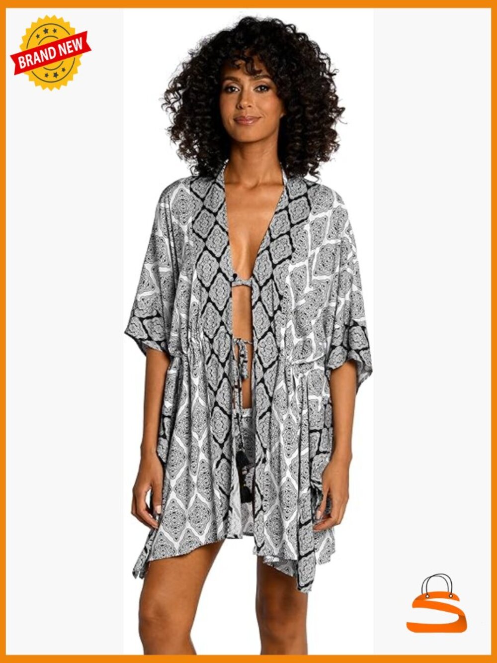 Kimono Swimsuit Cover Up with Butterfly Sleeves - Loose Fit